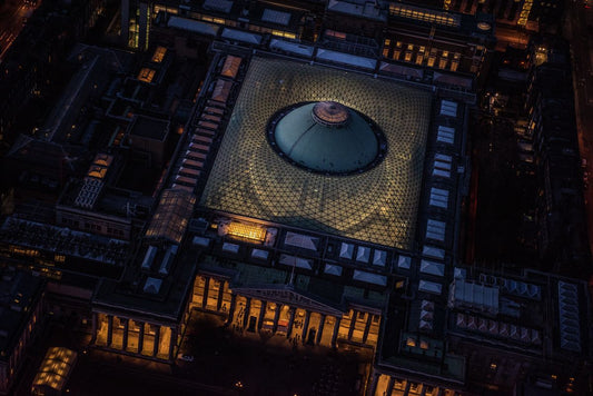 Night aerial view of the British Museum, London. 157338