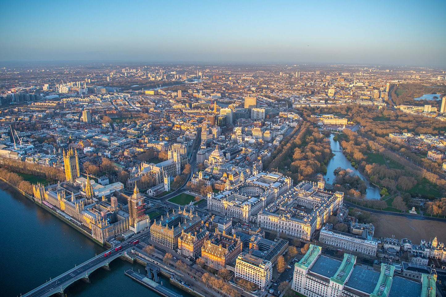 Aerial view of Westminster, London. JasonHawkes-601570