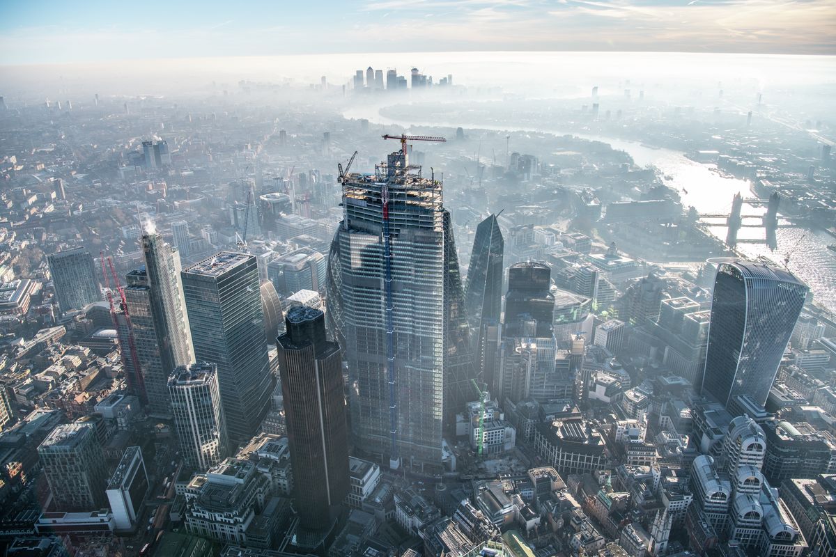 Dawn aerial view of the City of London, London. 321577