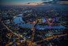 Dawn aerial view of London, River Thames, Westminster, South Bank. 452487