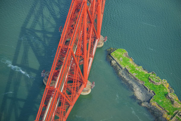 Aerial view of Firth of Fourth rail bridge, Scotland. 7521