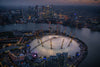 Night aerial view of the O2, Greenwich, London. 384817