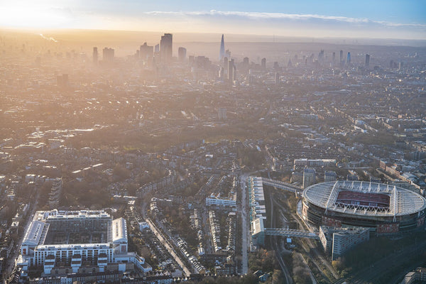 JasonHawkes-573375. Aerial view of Highbury and Emirates, Stadium, London.