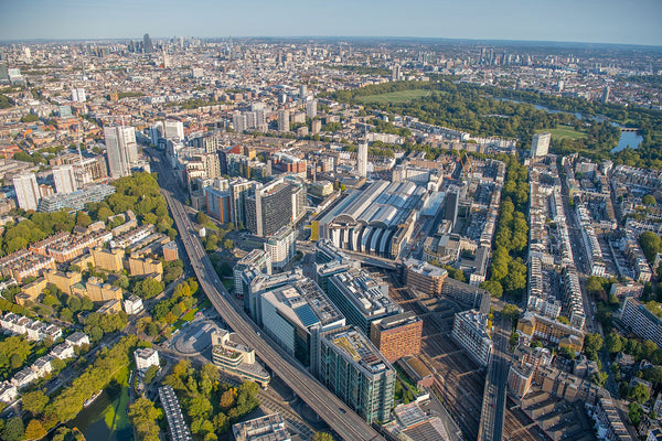 JasonHawkes-525648. Aerial view of Paddington, London. Giclée print.