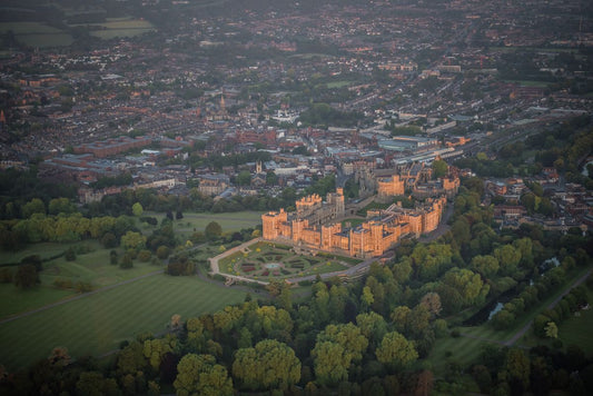 Aerial view of Windsor castle and Windsor, England. 2002