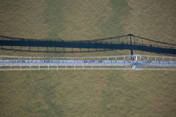 Direct aerial view of the Millennium Footbridge over the River Thames, London. 361477