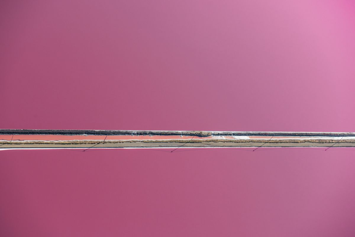 Pink colour shot over the SAN FRANCISCO BAY SALT PONDS. 8752